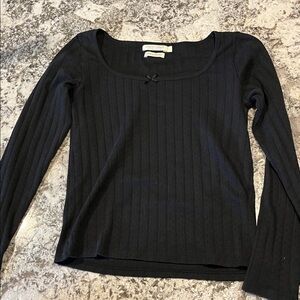 Christy Dawn Black Ribbed Long Sleeve Top